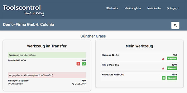 Screenshot Demo-Startseite